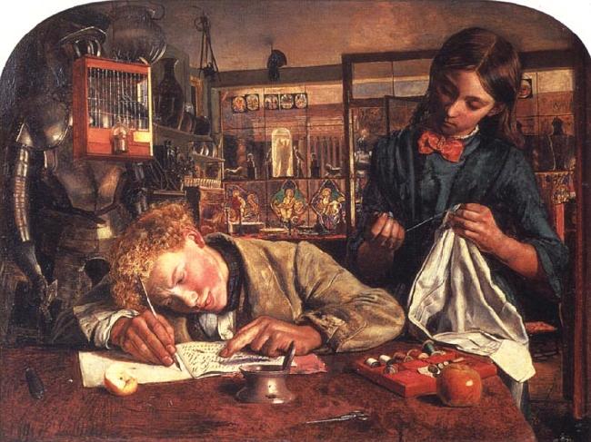 Robert Braithwaite Martineau Kit's First Writing Lesson oil painting picture